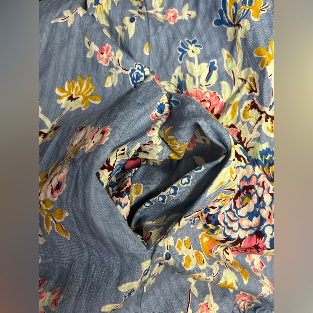 NWT Love The Label Anthropologie Cotton Bowie Blue Ruffle Mini Dress Size L - Picture 12 of 12